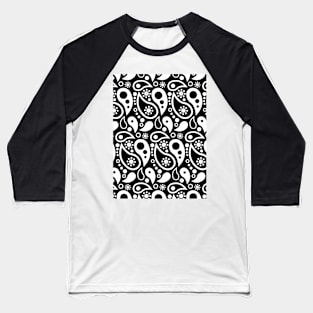 Black and white paisley pattern Baseball T-Shirt